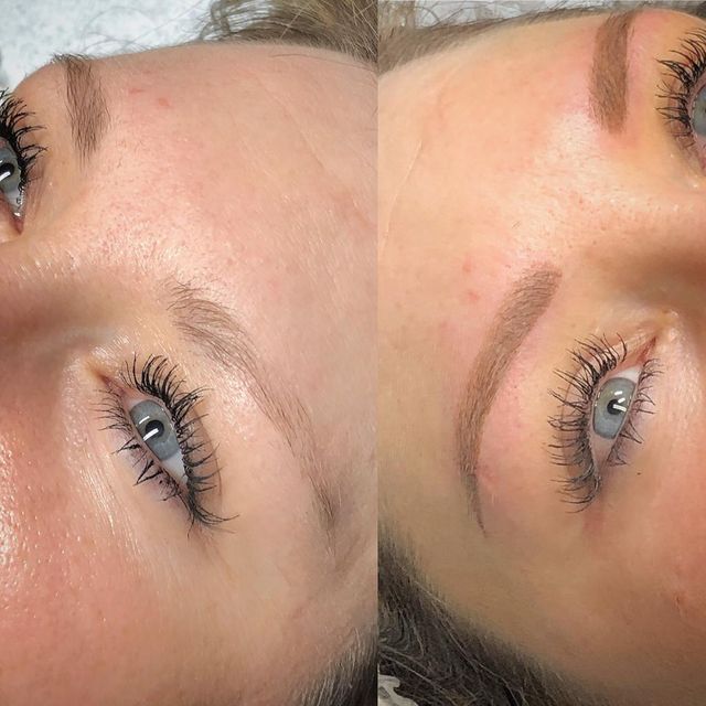 Permanente make-up powder brows, voor- en na-vergelijking