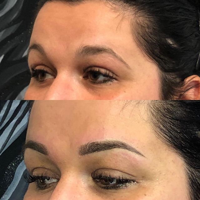 Powder brows voor en na de behandeling